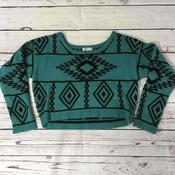 Roommates Tops - Roommates cropped knitted Aztec sweater